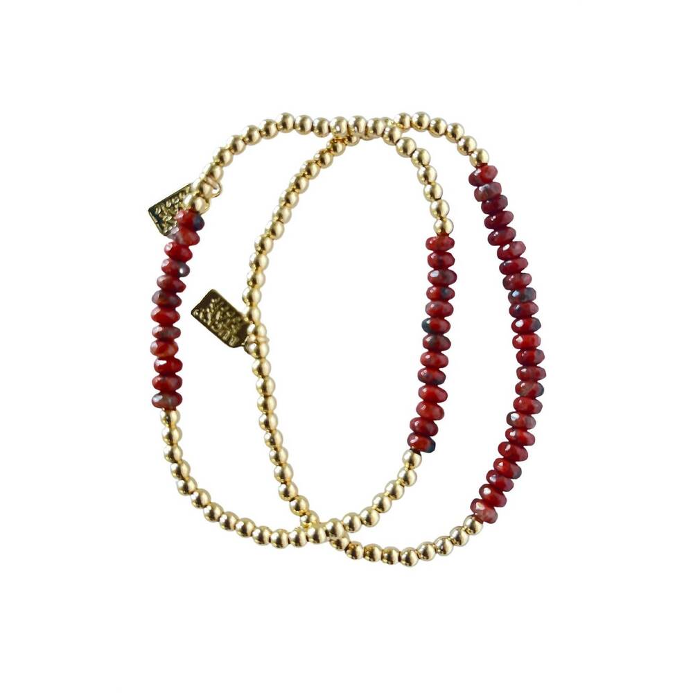 NEW LUCKY STAR JEWELS women's stardust gemstone bracelet set in burnt orange